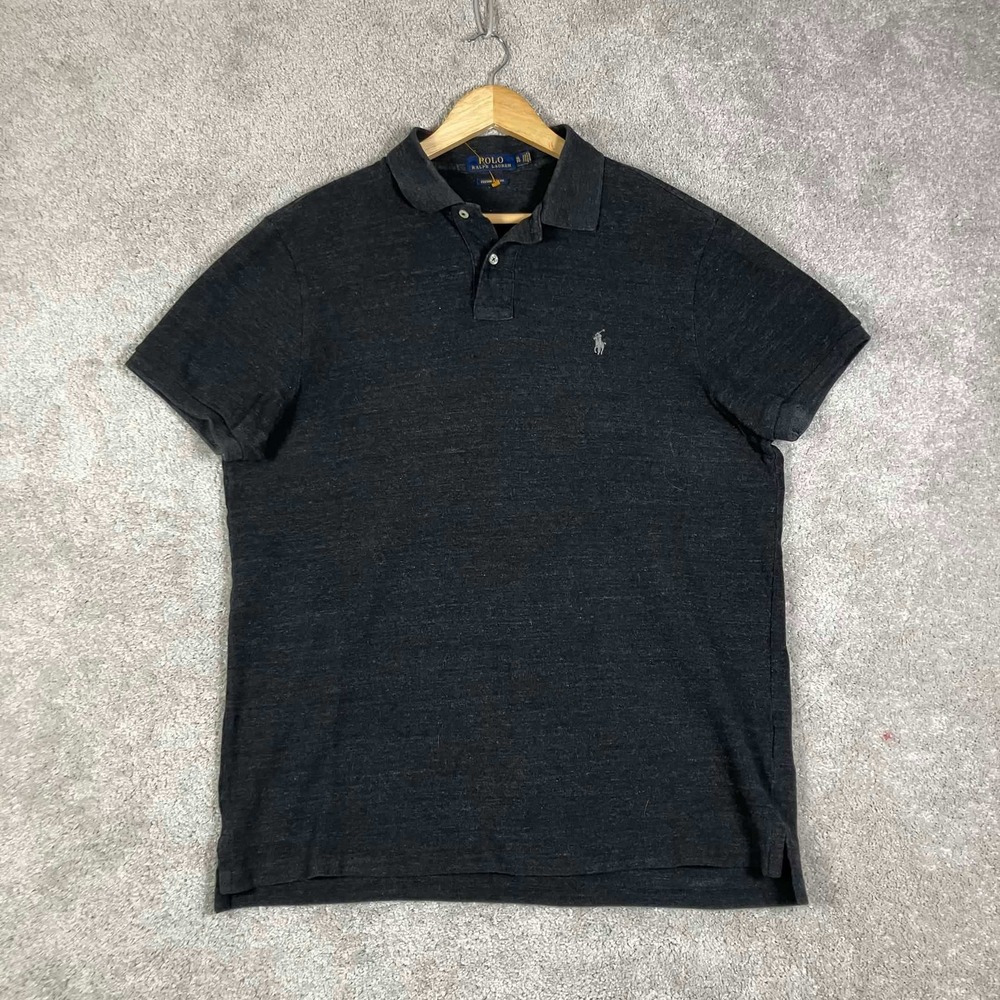 Polo Ralph Lauren Polo Mens XL Charcoal Gray Custom Slim Fit Cotton Short Sleeve